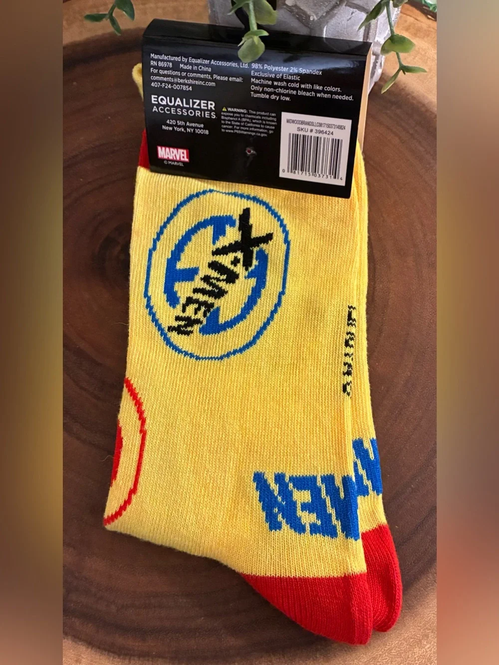 FREE WITH PURCHASE****** Marvel Yellow Crew Socks with Red and Blue Accents